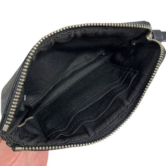 COACH Black Signature Logo PVC Leather Corner Zip Wallet Wristlet F58035 - Picture 5 of 7